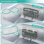 HapiRm Sponge Holder for Kitchen Sink - Sink Caddy with Unique M-Shaped, 2 Installation Methods Kitchen Organizer, Rustproof Stainless Steel Sponge Caddy - Green