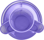 Annova Mesh Desk Organizer Rotate with 5 Compartments Round Spinning Tidy Candy/Pen Holder Desk Accessories Office, Art Supply, Storage, Classroom, Home (Purple)