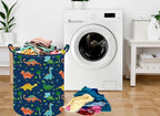 19.7 Inch Round Dinosaur Laundry Clothes Hamper Laundry Basket with Handles,Storage Organizer Bins Laundry Gift Basket for Room, Bedroom Decor