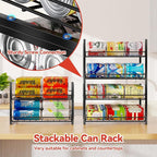 SUFAUY Stackable Can Rack Organizer for Pantry, 2 Tier Soda Canned Food Storage Holds Up to 60 Cans, Steel Square Frame Shelves for Storage, 2 Pack
