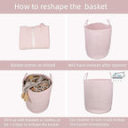 Woven Cotton Rope Laundry basket-15”X20” Laundry Hamper-Rope Storage Basket for Dirty Clothes, Toys and Blankets Perfect for Bathroom, Baby nursery and Living Room Storage (pink)