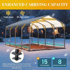 12x20FT Metal Carport, Heavy Duty Carport Canopy with Reinforced Frame and Base for All-Weather, Outdoor Garage Car Port for Pickup Trucks, Boats, Tractors or Party