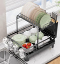 Runnatal 2-Tier Dish Drying Rack, Large Dish Rack with Drainboard Set, Detachable 4-in-1 Large Capacity Dish Drainer Over The Sink Anti-Rust for Kitchen Counter, Black
