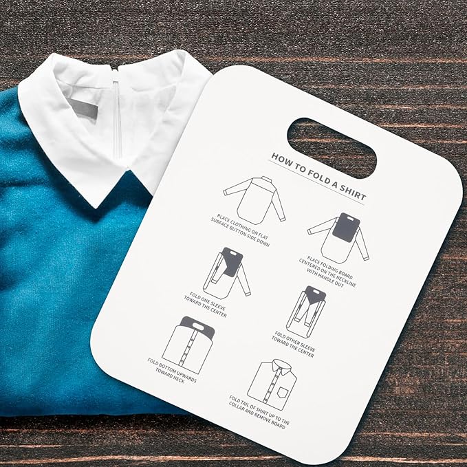 Cabilock 6-Pack Clothes Folding Boards for T-Shirts and Dress Shirts - Lightweight Space-Saving Organizer for Home Closets Drawers and Travel - Plastic Garment Folder 12X10 Inches