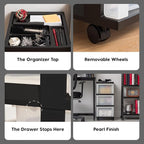 IRIS USA Plastic Drawer Storage Organizer Rolling Cart, with Wheels Casters, 3-Drawers, for Classroom Art Craft Supplies Dresser Closet Bathroom Laundry Room, Black/Pearl