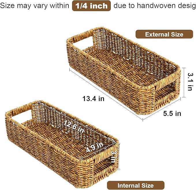 Resin Wicker Toilet Paper Basket: Water-Resistant Handmade Organizer - Natural Tan for Organic Back of Toilet Tank top & Scandinavian Kitchens 1pack
