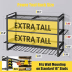 Large Power Tool Organizer Wall Mount, 4-Tier Heavy Duty Metal Storage Rack Loads 400lbs, Battery Tools Hanger with 8 Cordless Drill Holder for Garage, Workshop, Pegboard, Shed