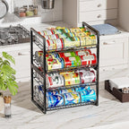 SUFAUY Stackable Can Rack Organizer for Pantry, 2 Tier Soda Canned Food Storage Holds Up to 60 Cans, Steel Square Frame Shelves for Storage, 2 Pack