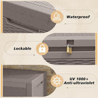 100 Gallon Outdoor Storage Box, Resin Deck Boxes Outdoor Waterproof For Patio Furniture, Garden Tools, Pool Supplies, Lockable And UV Resistant (Rattan Gray)