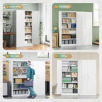 Letaya Metal Storage Cabinet with Lock Door Adjustable Shelf,72" Steel Lockers for Office, Home,School,Kitchen,Garage Tool Utility Cabinet (2 Door-White)