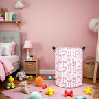Baby Laundry Basket Kids Hamper Toy Storage Bin for Boys Room Decor Baby Nursery Hamper Gift Baskets for Bedroom Bathroom(Pink Bowknot)