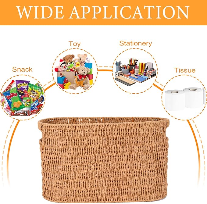 Toilet Paper Holder, Paper Towel Organizer, Wicker Storage Basket with Handles, Bathroom Decor and Accessories, Holds Up to 6 Mega Rolls