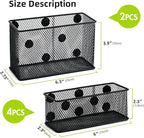 Neudeco Magnetic Locker Organizer and Accessories, Wire Mesh Magnetic Storage Basket, Magnetic Holder for Dry Erase Markers, Strong Magnet Pen Holder for Fridge School, Black, Pack of 6