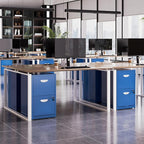 2 Drawer File Cabinet with Lock, Small Filing Cabinet for Home Office, Metal File Cabinet with Drawers for Under Desk, Blue, Assembly Required