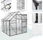 6X6FT Greenhouse for Outdoor, Polycarbonate Greenhouse with Raised Base and Anchor, Heavy-Duty Walk-in Green House with Adjustable Roof Vent and Gutter System for Patio,Backyard (Black, 6X6 FT)