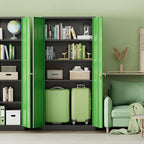 INTERGREAT Metal Storage Cabinet with Lock, 72" Steel Lockable Storage Cabinets with Locking Doors and Adjustable Shelves, Locking Tool Cabinets for Office, Home, Garage, Gym, School (Black Green)