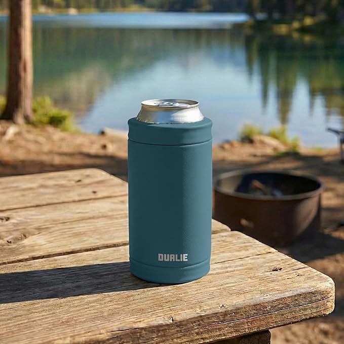 DUALIE 3 in 1 Insulated Can Cooler - 15+ Colors - Universal Size for 12 oz Cans, Slim Cans, and Bottles