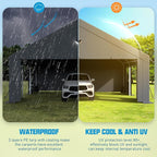 Carports Canopy Heavy Duty, Portable Garage with Sidewalls and Side Doors (20x20, Grey)