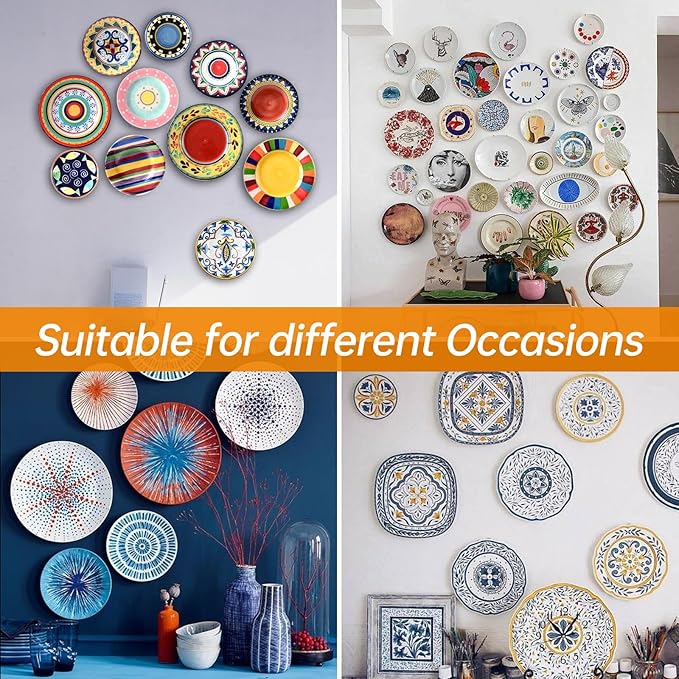 Bilillo Plate Hangers for The Wall, Suitable for 9''-11'' Decorative Plate,Invisible Heavy Duty Wire Plate Holder with Wall Hooks, Plate Hangers for Displaying Plates, Platter, Dish (Black)