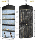 CHICECO Travel Jewelry Holder Organizer,Hanging Jewelry Organizer Storage with Zippered Pockets for Cloest,Jewelry Holder for Earrings, Necklaces (Blue Black)