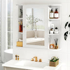 Bathroom Medicine Cabinet with Mirror, Wall Mounted Home Storage with Door, Over The Toilet Space Saver Storage Cabinet, Bathroom Cabinet Wall Mounted, White