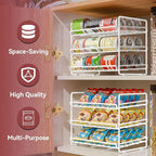 SUFAUY 3 Tier Can Organizer for Pantry, Holds 36 Cans, Heavy Duty Metal Shelves for Storage, White