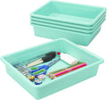 Storex Letter Size Flat Storage Tray – Organizer Bin for Classroom, Office and Home, Teal, 5-Pack (62522A05C), 10 x 13 x 3 Inches