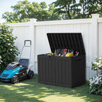 EasyUp 45 Gallon Outdoor Storage Box Waterproof, UV Resistant Deck Box Outdoor, Lockable Resin Deck Boxes for Garden Tools Equipment and Cushions, Black