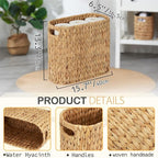ELONG HOME Toilet Paper Storage for 9 Rolls, Water Hyacinth Wicker Toilet Paper Storage Holder, Toilet Paper Basket with Built-in Handles