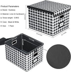 Huolewa File Organizer Box with Lid, Collapsible File Folder Organizer for Office Document Storage, Filing Box with Plastic Slide for Letter Size Hanging File Folders(1 Pack, Black & White Lattice)