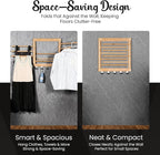 Wall Mounted Drying Rack - Clothes Drying Rack Wall Mounted for Laundry - 20 INCH - with 5 Hooks and 8 arms - 80 lbs Capacity - Natural Bamboo