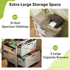 DEVAISE 2 Drawer Farmhouse File Cabinet with Lock, Lateral Filing Cabinet for Letter/Legal/A4 Size, Wood Printer Stand for Home Office, White