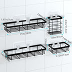 Shower Caddy Organizer with Hooks,Self Adhesive Bathroom Shelves,No Drilling Bathroom Organizers and Storage,Perfect for RV, Apartment, Home Decor,Black 4PCS