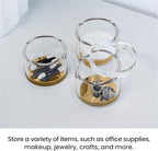 OfficeGoods 3-Tier Stackable Acrylic Holder- Stylish Desk Organizer and Storage for Office or Home – Transparent Round Design with Gold Metal Base