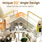 Corner Bathroom Counter Organizer 3-Tier Bathroom Organizer Countertop with Hooks Perfume Organizers Storage Shelf for Makeup & Skincare Dresser-Clear
