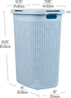 Mind Reader Slim Laundry Hamper with Lid, 60L Tall Clothes Basket, Narrow Tapered Design for Bathrooms, Closets and Laundry Rooms, Plastic, Baby Blue