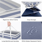 HomeHacks 2-Pack Large Laundry Basket, Waterproof, Freestanding Laundry Hamper, Collapsible Tall Clothes Hamper with Extended Handles for Clothes Toys in the Dorm and Family (Blue, 100L)