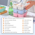 Bento Box For Kids, 4 Pack 3 Compartments Meal Prep Containers Reusable Lunch Containers, Food Storage Containers With Lids, Stackable Snack Boxes for School, Work, and Travel