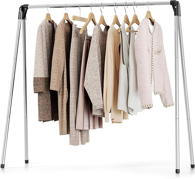 TOOLF Clothes Drying Rack Foldable, Laundry Drying Rack Stainless Steel, Portable Clothes Rack, Drying Rack for Clothing, Indoor Outdoor, Free-Standing, Large Capacity