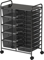 Simple Houseware Utility Cart with 15 Drawers Rolling Storage Art Craft Organizer, Black