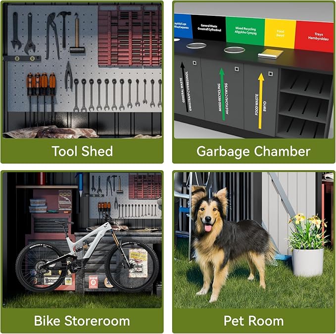 COMHOMA Shed Outdoor Storage Shed Metal,Lockable Doors Tool Sheds with Sloping Roof,Steel Garden Shed with Air Vent for Backyard,Patio,Lawn,Poolside(Grey,6'*4')