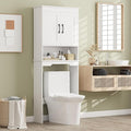 Tangkula Over The Toilet Storage Cabinet, Bathroom Space Saver Organizer with Dual Doors, Open Shelf, 5-Level Adjustable Inner Shelf, Bathroom Cabinet Above Toilet for Restroom, Laundry (White)