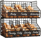 keomaisyto Egg Holder Countertop with 5 Dividers & DIY Labels to Separate Eggs, 2-Tier Stackable Wire Baskets, XXL Egg Basket for Gathering Fresh Eggs - Egg Organizer for Wall-Mounted(Patent Pending)