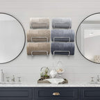 Sorbus Towel Holder for Bathroom Wall - 6 Level Wall Mounted Towel Rack Shelves for Rolled Bath Towels, Washcloths, Linen - Silver Hanging Towel Racks for Bathroom, Spa, Salon, Towel Storage Organizer