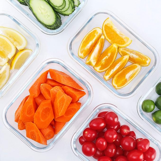 M MCIRCO 10-Pack,22 Oz Glass Meal Prep Containers,Glass Food Storage Containers with lids,Lunch Containers,Microwave, Oven, Freezer and Dishwasher (Gray)