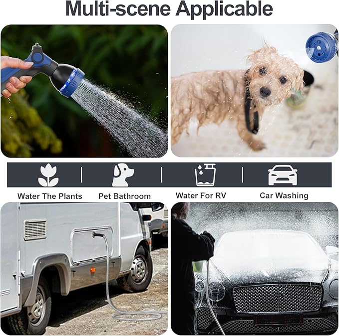 SPECILITE 150ft 304 Stainless Steel Garden Hose Metal, Heavy Duty Water Pipe with Nozzles for Yard, Outdoor - Flexible, Never Kink & Tangle, Puncture Resistant (Sliver)