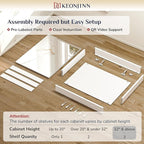 Keonjinn 64 x 32 Inch Medicine Cabinet, Assembly Required, White Bathroom Medicine Cabinets Mirror, Lightweight, Adjustable Shelves, Surface Mount or Recessed, Tempered Glass