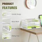 Daltack 3-Tier Paper Organizer With Handle, Mesh Desk Letter Tray for A4 File Folder, White
