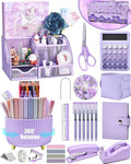 21Pcs Purple Desk Organizers and Accessories With Mesh Desk Organizer and 360°Rotating Pen Holder and a Lot of Office Purple Office Supplies Beautifully Presented in a Gift Box