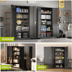 Greenvelly Metal Garage Storage Cabinet with Doors and Adjustable Shelves,72" Black Steel Lockable File Cabinet for Home Office,Garage,School(16" D x 32" W)